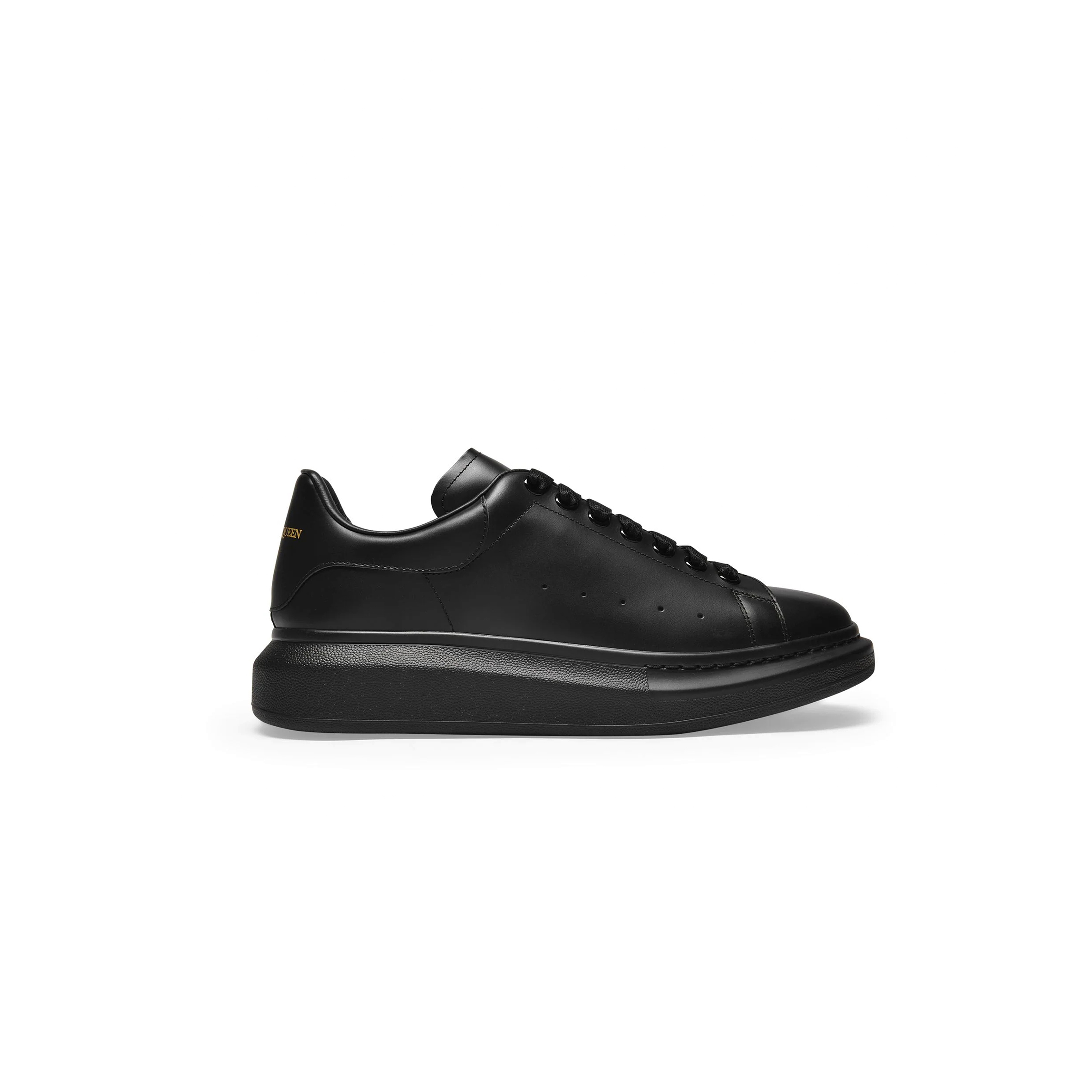 ALEXANDER MCQUEEN OVERSIZED SNEAKERS IN BLACK LEATHER AND BLACK HEEL 553761WHGP01000